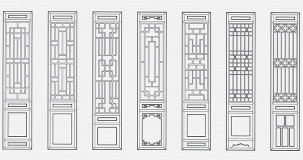 龙游常用中式仿古花窗图案隔断设计图